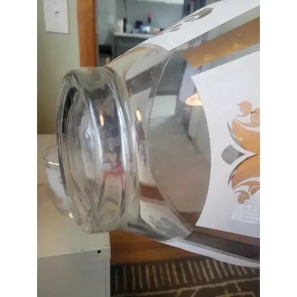 Libbey Gold Leaf Chip Bowl Vintage Serving Punch Frosted Glass Gold with 4 glass - Picture 5 of 12